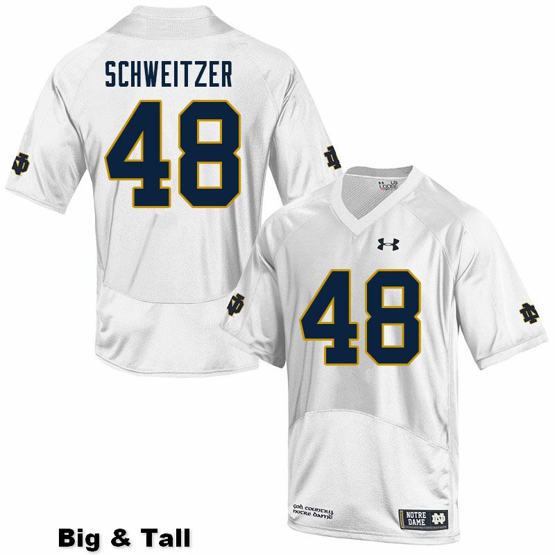 Men's NCAA Notre Dame Fighting Irish #48 Will Schweitzer Stitched College Under Armour Authentic White Big & Tall Football Jersey LT10D84VD